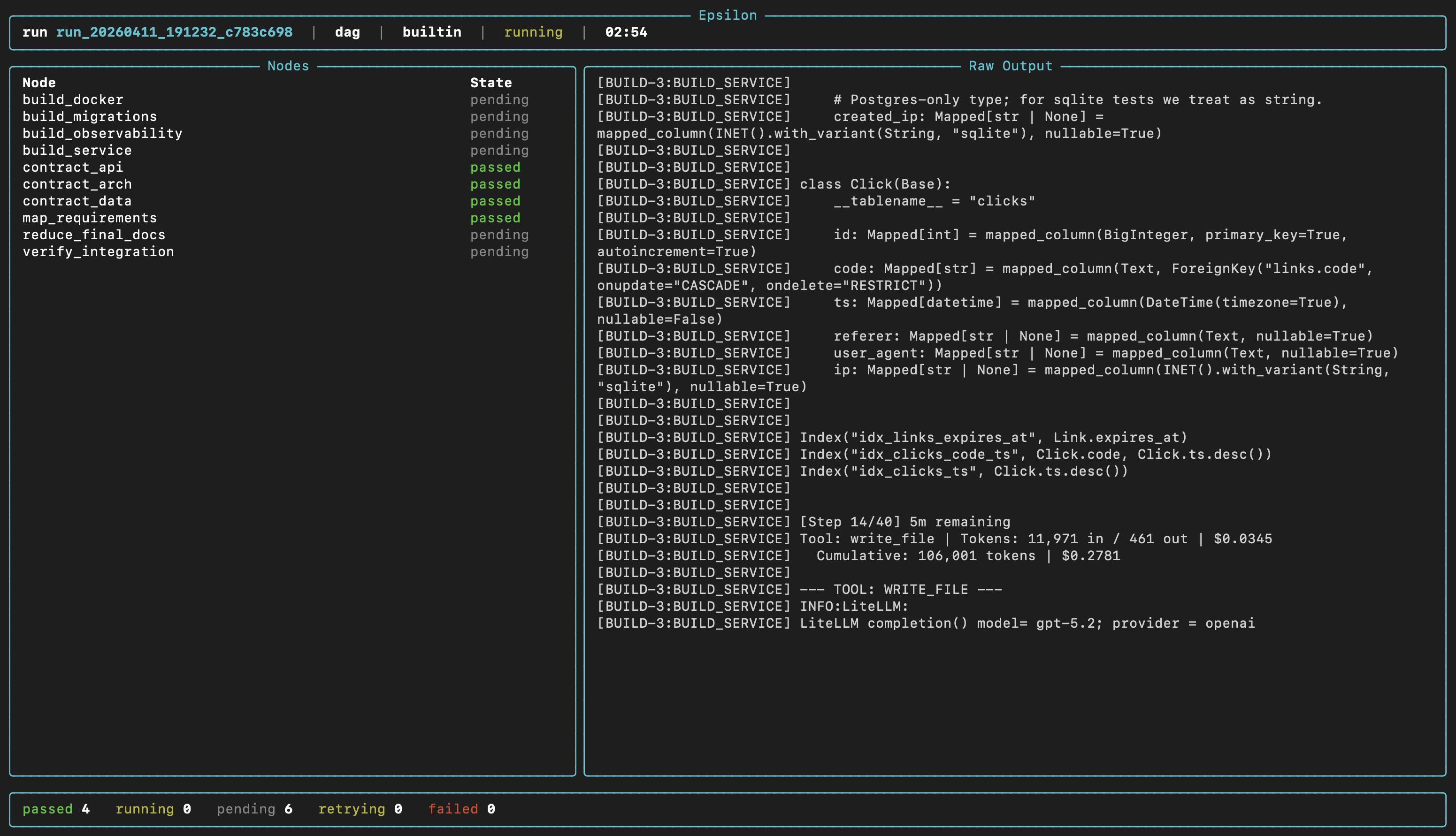 Epsilon running a dag workflow